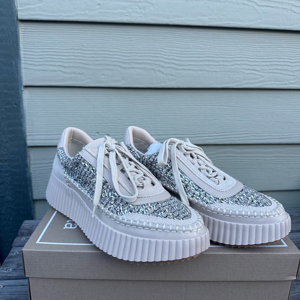 Dolce Vita Dolen Women's Silver Glitter Platform Sneakers